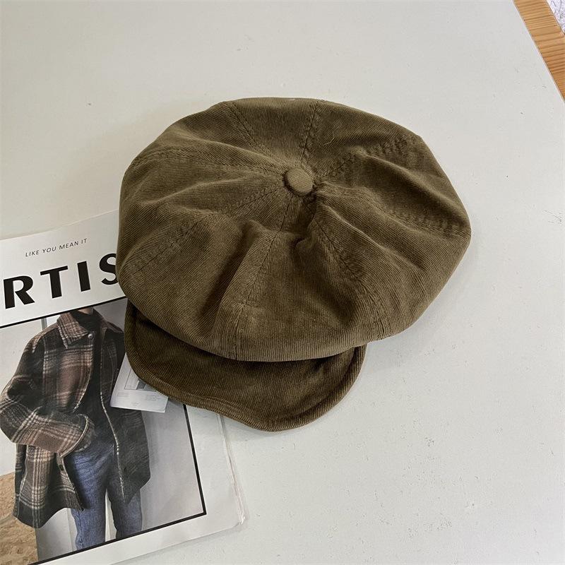 

Ретро простой берет вогнутой формы литературный и художественный универсальный восьмиугольный картуз универсальный вельветовый облачный картуз газетчика тренд M（56-58cm） армия зеленый