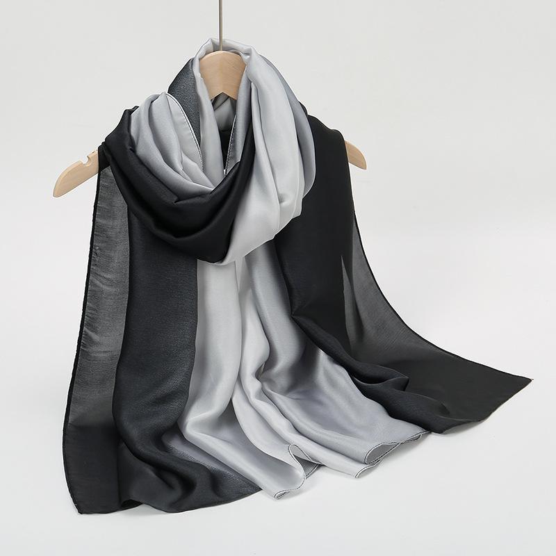 Spring and summer new gauze women's fashion gradual change long shawl, fashion trend sunscreen silk scarf thickened scarf