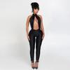 European Cross-Border Autumn/Winter Women's Sexy Halter Neck Cutout Jumpsuit