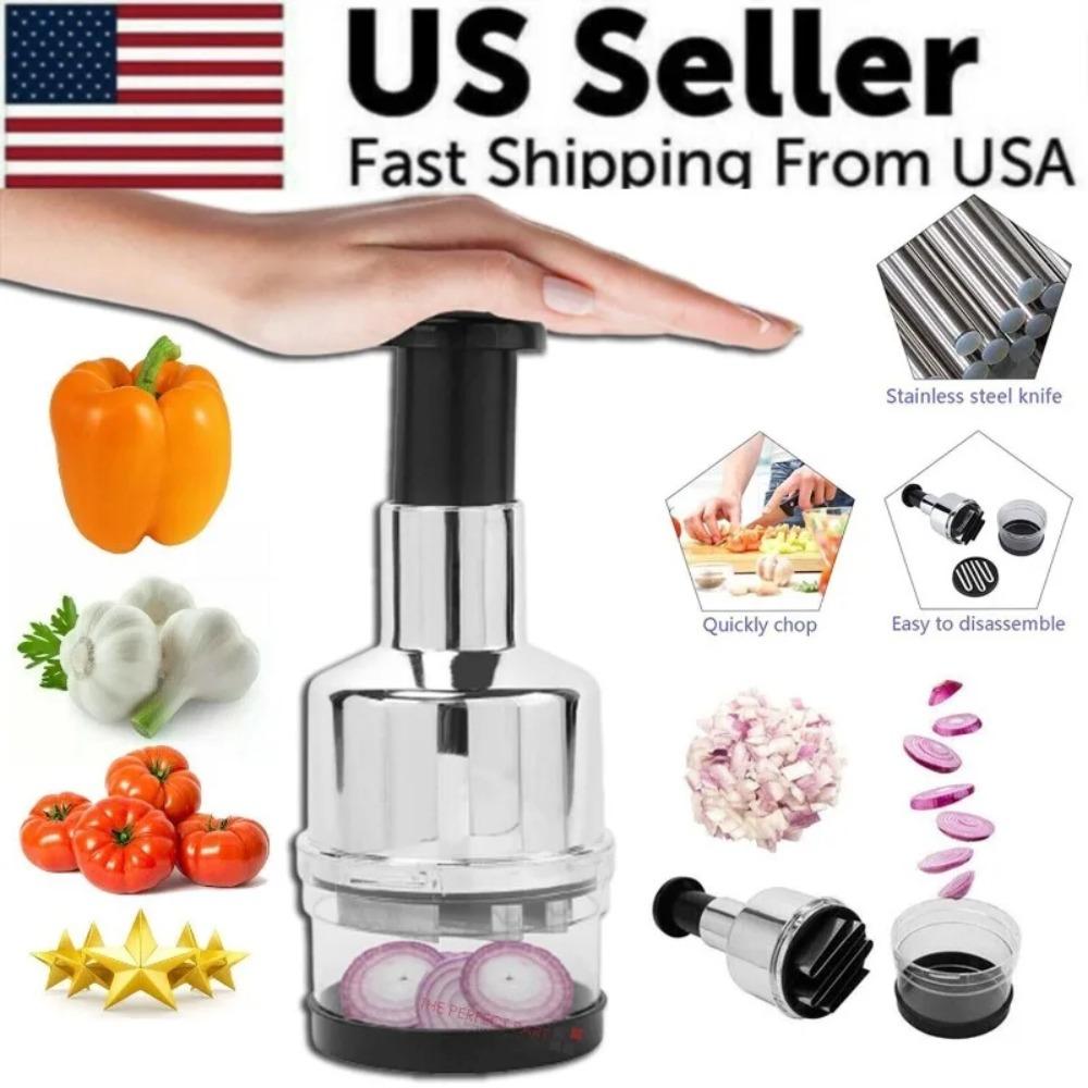 Hot Kitchen Magic Onion Chopper Vegetable and Fruit Salad Onion and Garlic Food Stainless Steel Handheld Chopper Slicer Peeler Vegetable Cutter