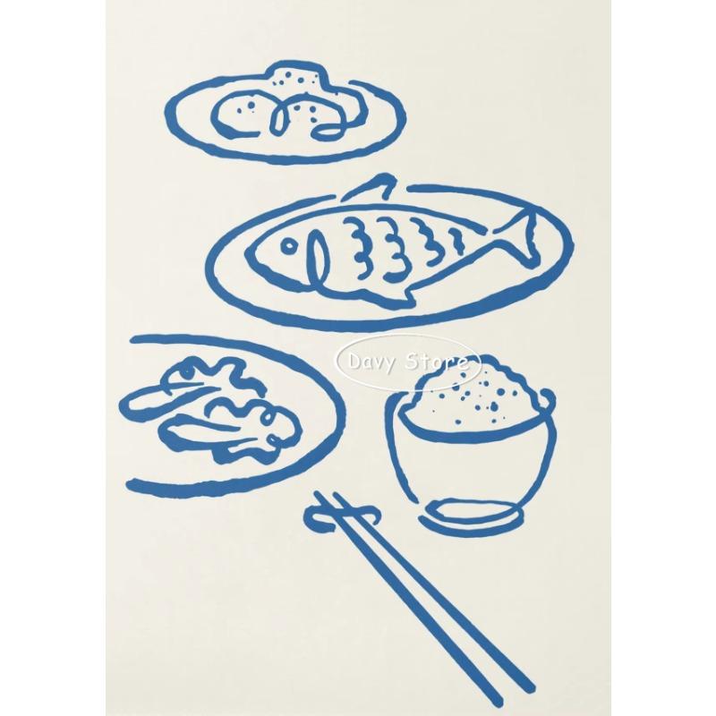 Asian Food Dim Sum Egg Tart Baos Dumplings Posters and Prints Canvas Painting Wall Art Pictures for Kitchen Dining Room Decor