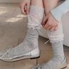 Summer Thin, Patchwork Lace Bow, Versatile Mid-calf Women's Socks, Ballet-style Socks