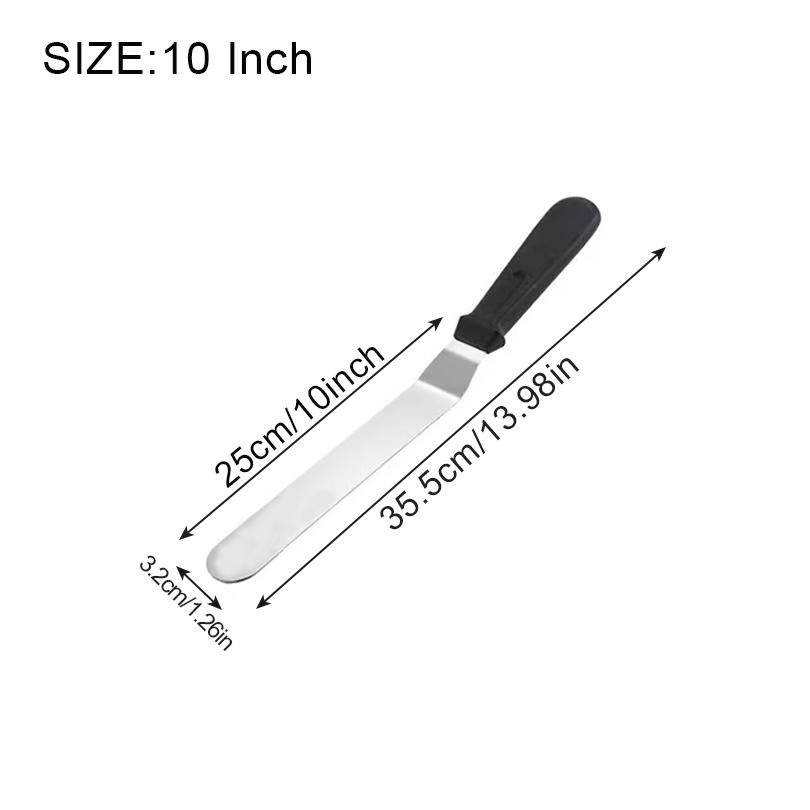 Stainless Steel 6 8 10 Inch Angled Offset Spatula Plastic Handle Thickened Curved Frosting Tool Professional Baker