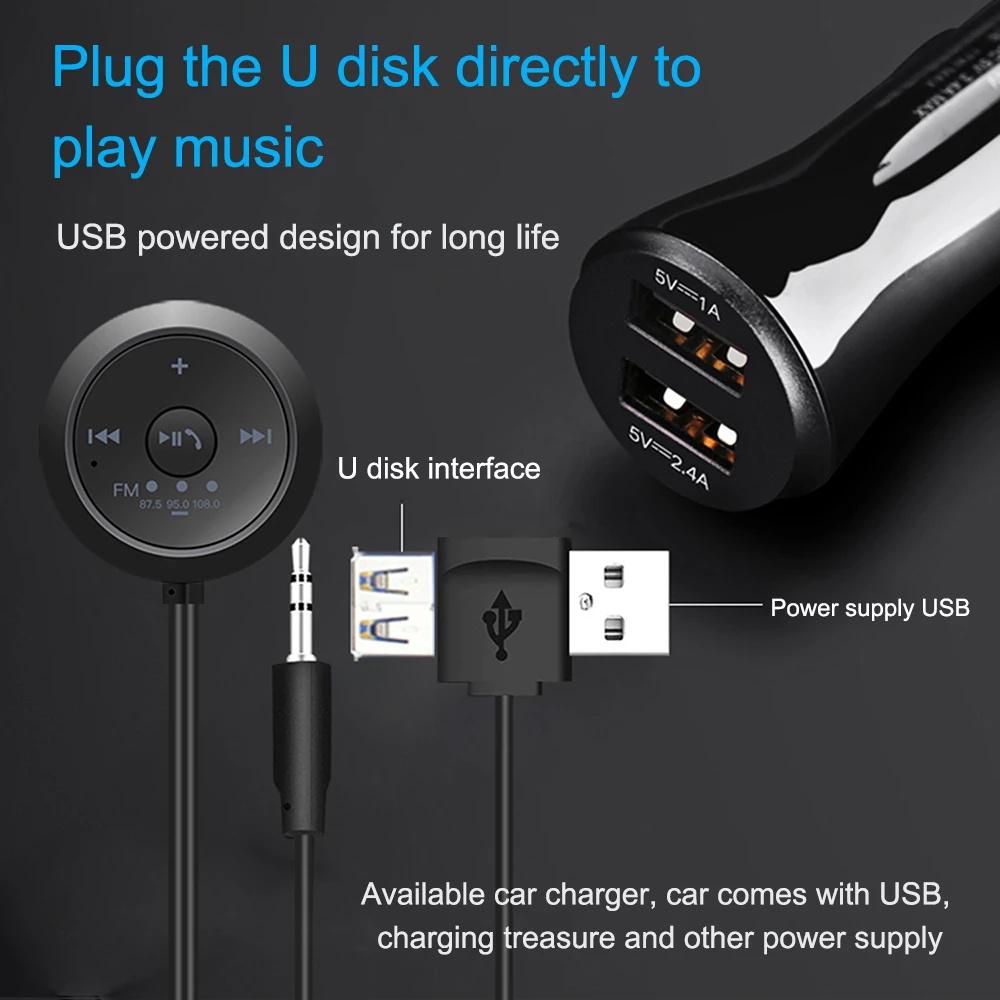 Car Bluetooth 5.0 Player Receiver Transmitter FM or AUX Wireless Audio Adapter
