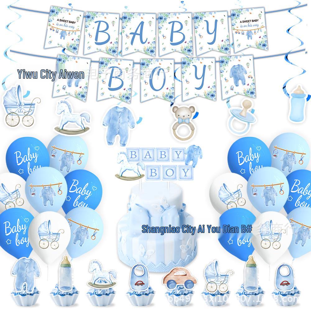 Baby Christening Party Set: Disposable Plates, Napkins, Tablecloth, and Banners