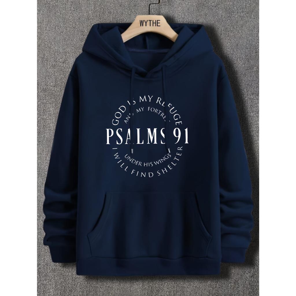 Men’s Hoodie with Faith Quote Letter Print Graphic Oversized Pullover Sweatshirt Casual Streetwear Long Sleeve Hoodie Fashion