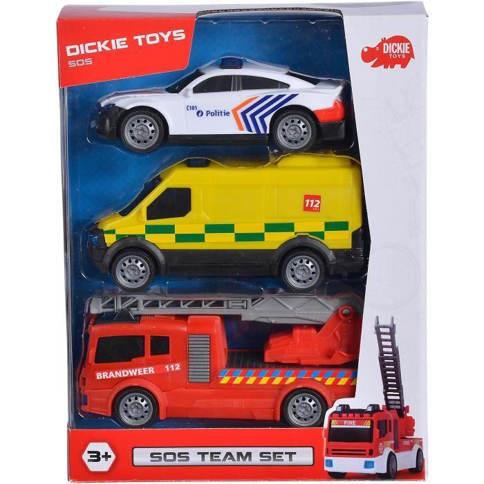 Set de voiture - dickie toys - kit de voiture de l'équipe sos belge - 3 pièces - pour garçons - 3 ans et plus