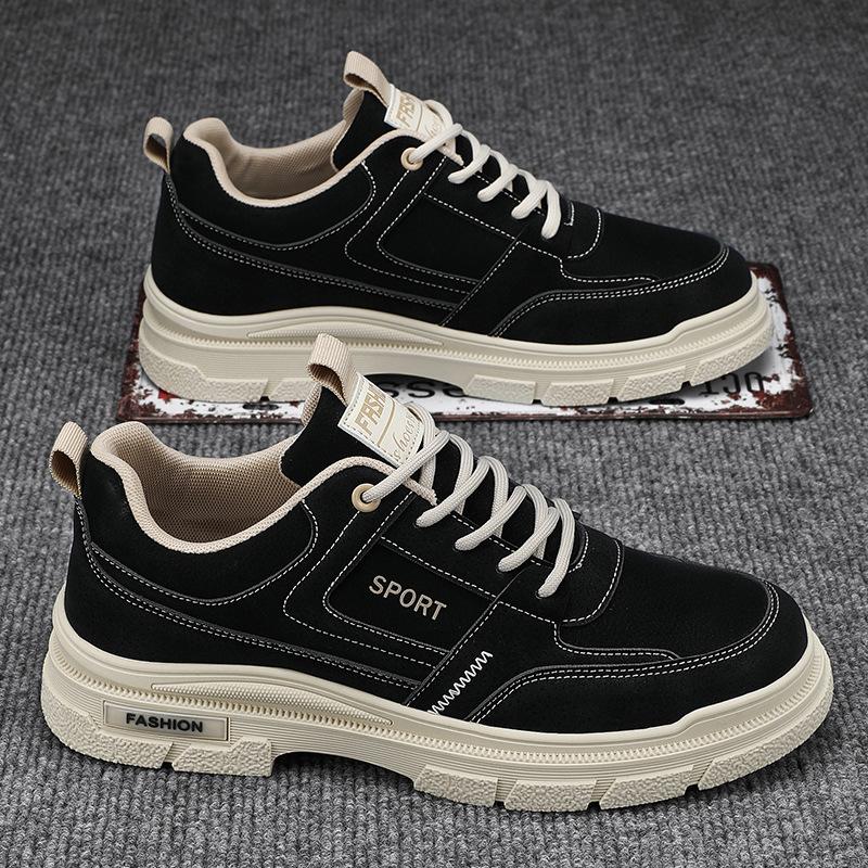 

Men s shoes spring new men s tooling shoes trendy casual shoes leather Martin boots work short boots wear-resistant board shoes men 44 чорний