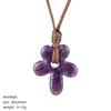 Natural Gemstone Flower Pendant Necklace Adjustable Woven Rope For Daily Wear Gifting Yoga Meditation