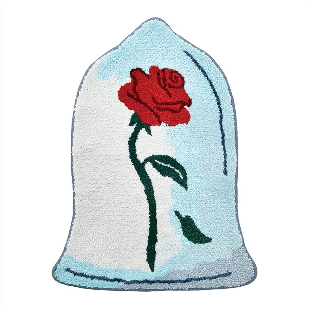 Livheart Tufted Mat, Magical Rose, Disney (Total Length: Approx. 68cm), Beauty and the Beast, Fluffy, 80305-02, Dimensions: W68xD51xH1cm