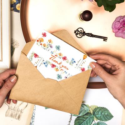 12 Stück Böhmische Wildblumen Grußkarte mit Umschlag - Florale Dankeskarte für Hochzeit, Geburtstagsfeier, Blanko Notizkarte