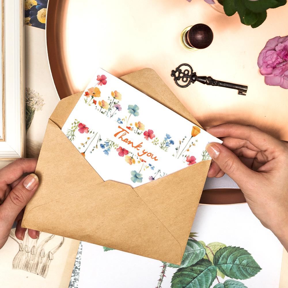 12Pcs Bohemian Wildflower Greeting Card with Envelope - Floral Thank You Card for Wedding, Birthday Party, Blank Note Card