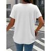 Camiseta Elegante Gola Boneca Tamanho Grande para Mulheres Cor Sólida Manga Curta Botões Plissados Tops Verão Solta Casual Simples Doce Camisa Roupa Feminina