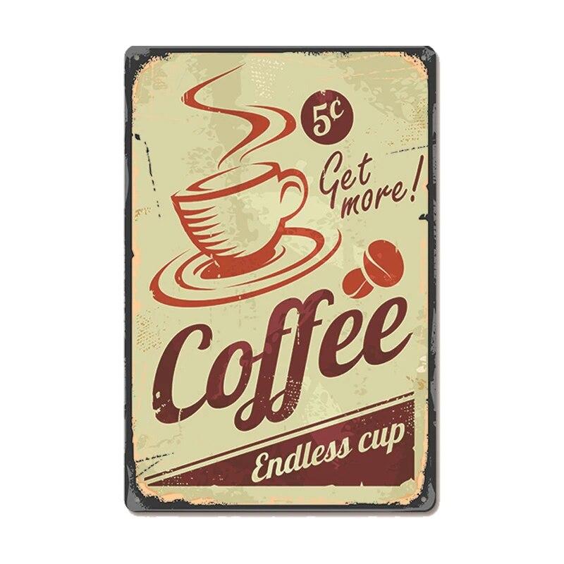Vintage Fresh Coffee Plaque Metal Tin Sign Retro Drink Coffee Poster Wall Stickers for Cafe Shop Restaurant Home Room Decor