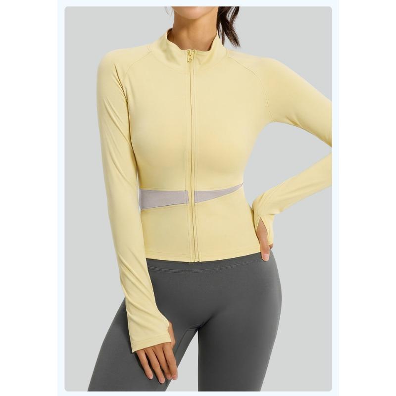 Women S Color Block Yoga Jacket Slim Fit Long Sleeve Workout Top