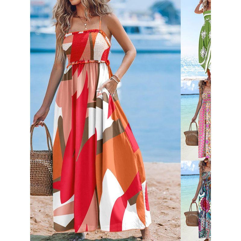 2025 New Summer Simple and Stylish Sling Tube Top Print Women's clothing dress Women