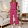 Two Piece Set for Women Summer Casual Matching Lounge Sets Sleeveless V Neck Top Wide Leg Pants Vacation Travel Outfits
