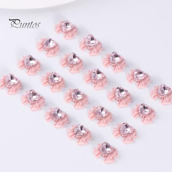 10 ks DIY dekorace na nehty 3D umělý křišťál srdce na růžové mašličce Kamínky na nehty kamínky na telefon Pouzdro na telefon Dekorace Příslušenství Potřeby na manikúru