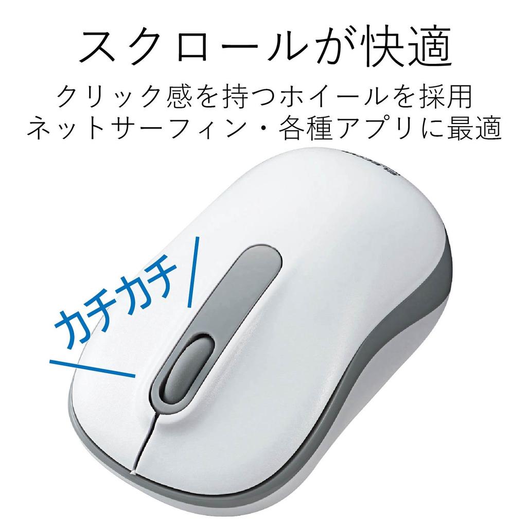 ELECOM Wired Mouse, Medium Size, 3 Buttons, Optical, White, M-HC01URWH