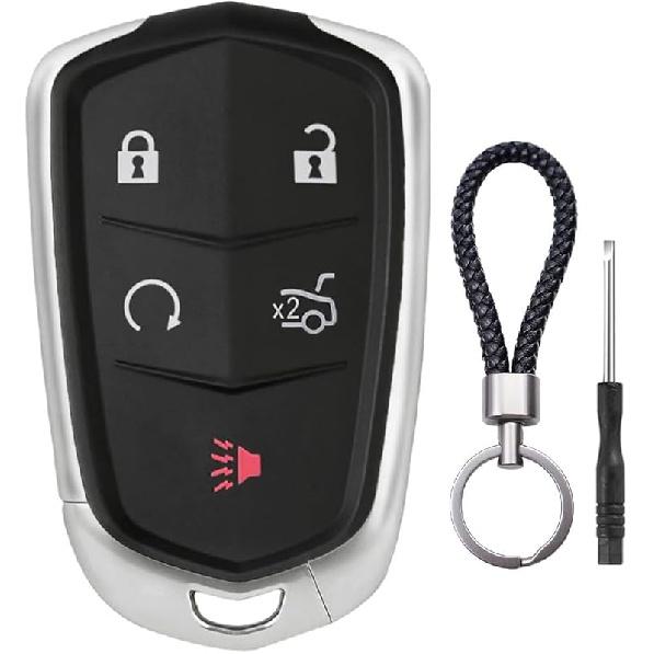 Key Fob Case for Cadillac XTS XT4 XT5 XT6 ATS ATS-v SRX CT6 CTS 2014 2015 2016 2017 2018      HYQ2AB HYQ2EB 5 Button Pad Cover Keyless Entry Remote