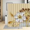 Vintage Watercolors Lotus Flower Leaf Shower Curtain Design Art Decor Waterproof Fabric Bath Curtains With 12 Hooks Sheer Home