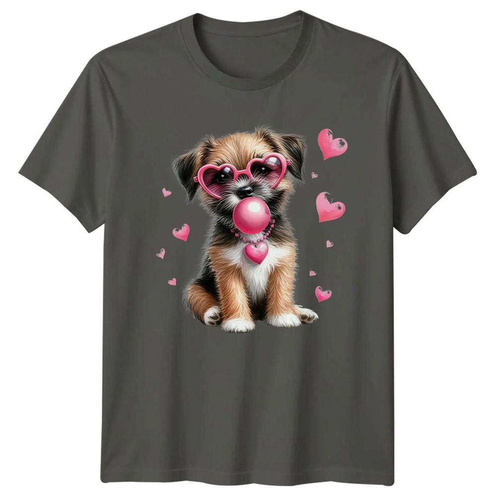Puppy Hearts Bubblegum Dogs Animals Watercolor Unisexs TShirt Unisexs Graphic Tee S