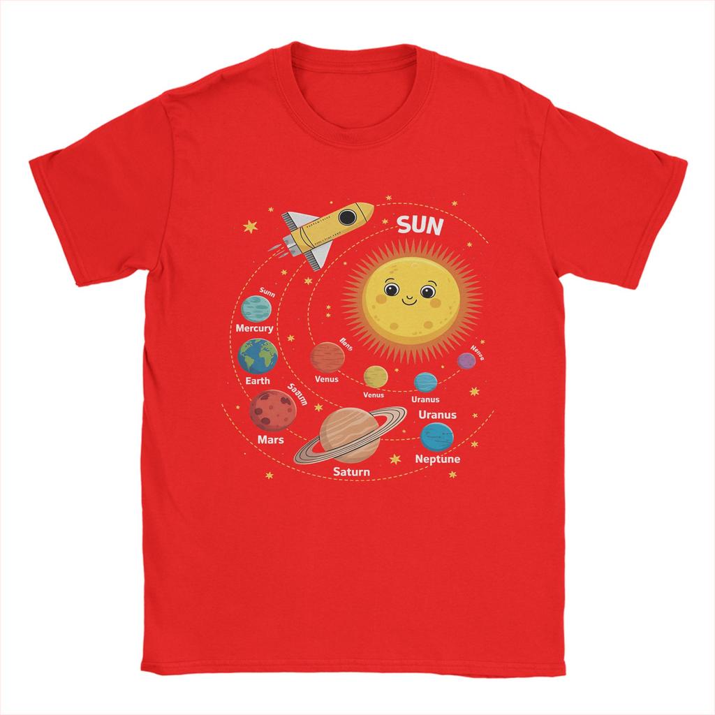 Mens Solar System Space Planet Universe Sun T Shirts  100 Cotton Clothing Funny Short Sleeve Crewneck Tees Graphic TShirts
