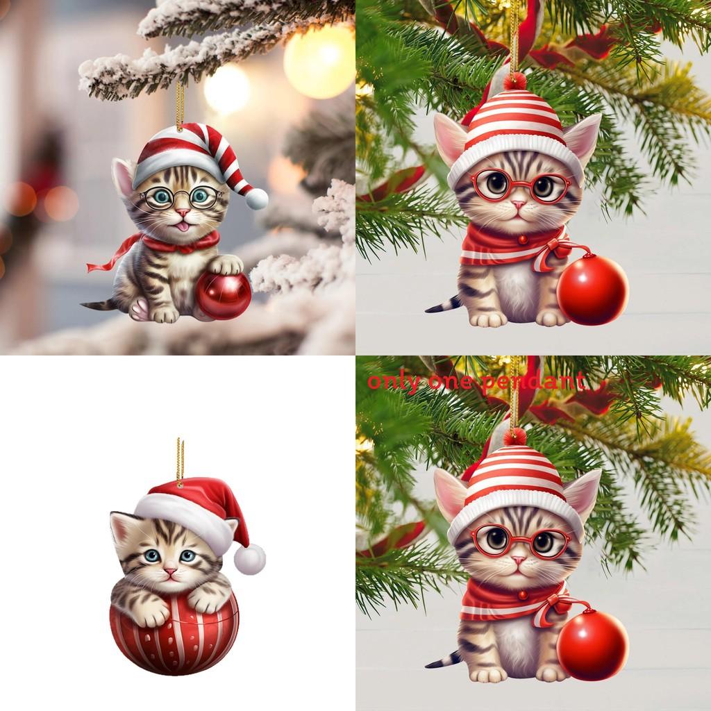 Cute Cat Acrylic Car Pendant With 2d Design For Auto Interior Decoration