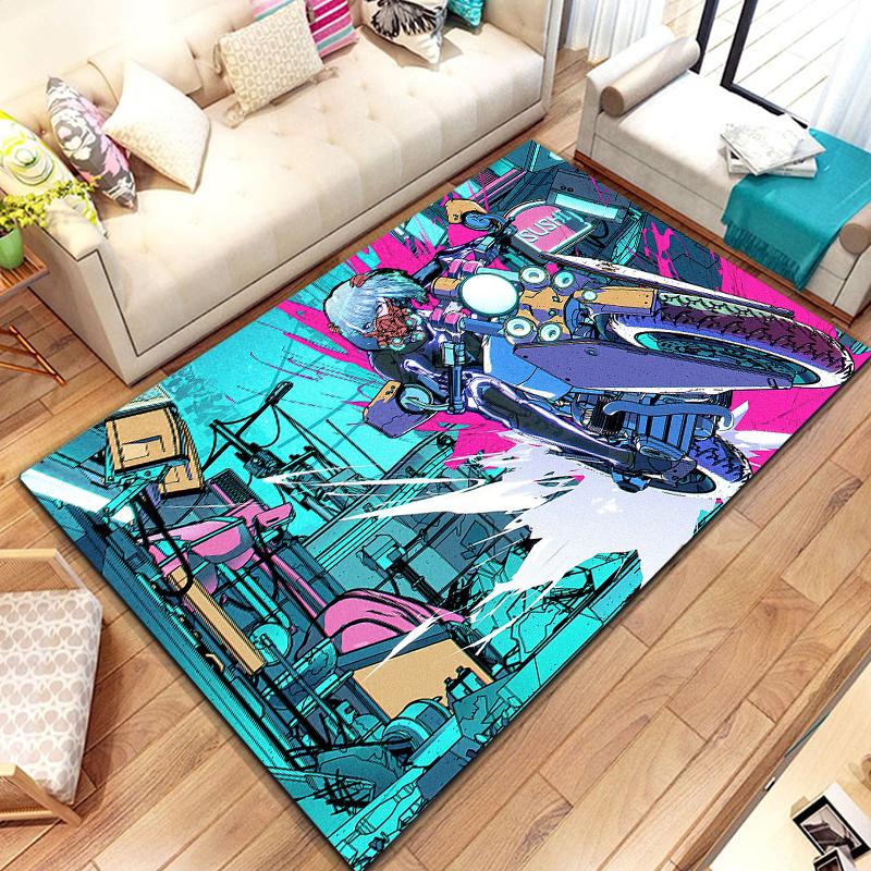 Cyberpunk urban nightscape printed carpet, living room bedroom home decoration carpet, bathroom anti-skid rugs for bedroom