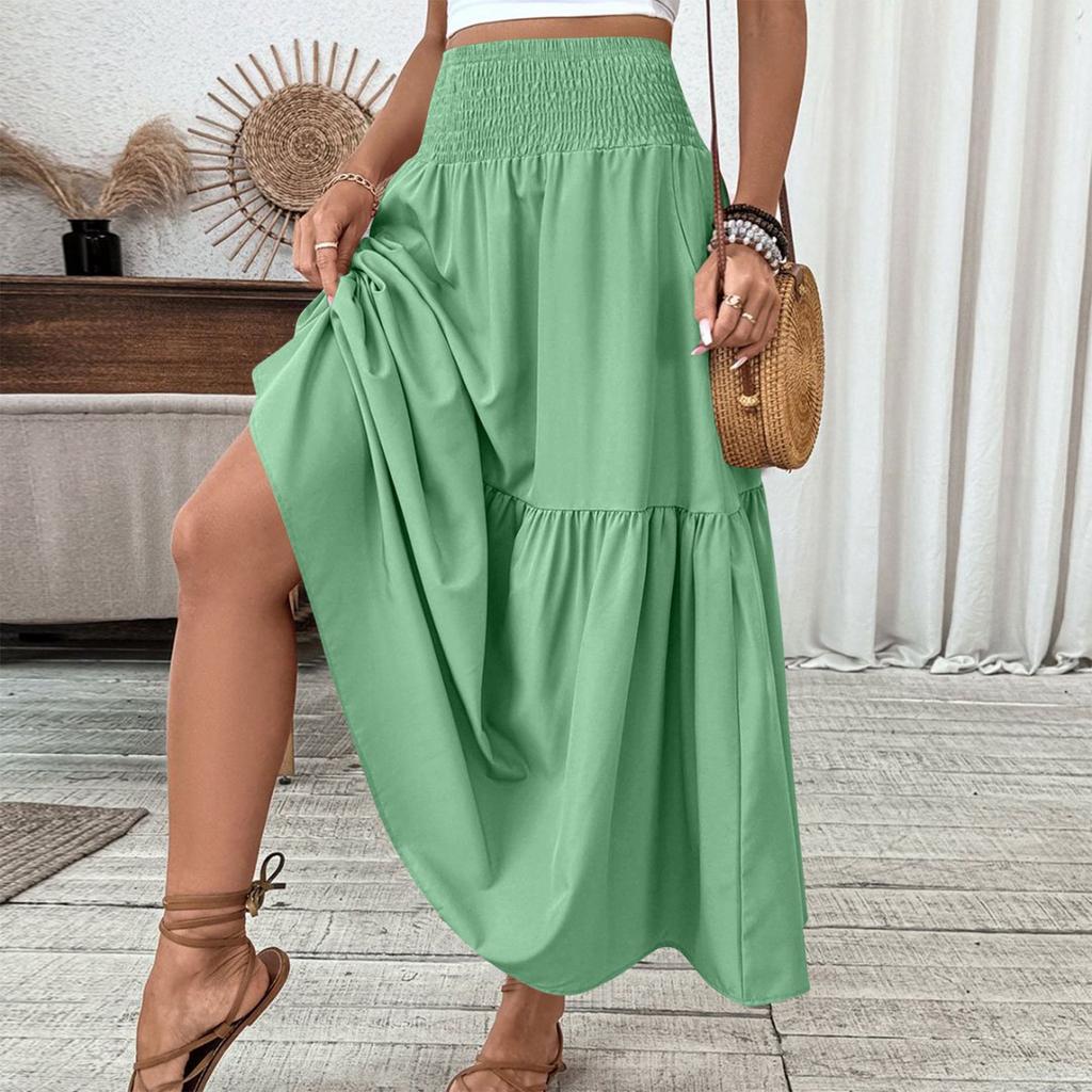 Dámská móda Plisovaná Květinový potisk Elastický pas Volná A-linie Kapsa Spojovaná Sukně