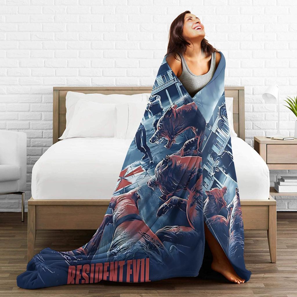 Source Residents Evils  Village   Blanket Flannel Spring Autumn   Multifunction Soft Throw Blankets for Sofa Office Rug Piece
