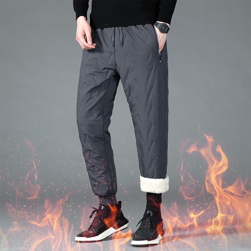Men's Winter Windproof Lamb's Wool Fleece-Lined Warm Cotton Pants