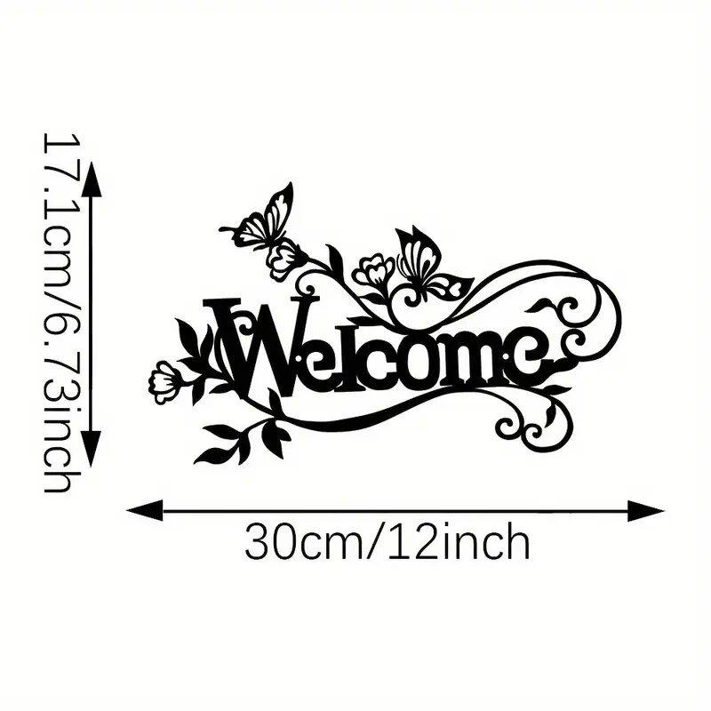 Cross-Border Ferrous Metal Welcome Sign - Creative Wrought Iron Wall Decor for Garden or Home