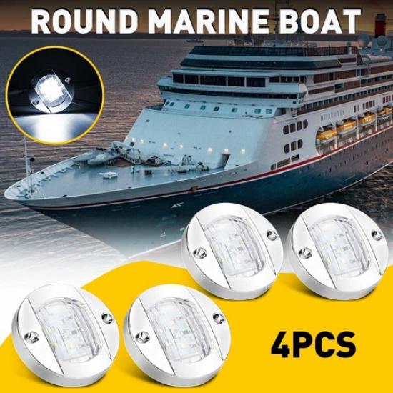 4x Round Boat Light Marine White LED Transom Navigation Stern Anchor Light IP68