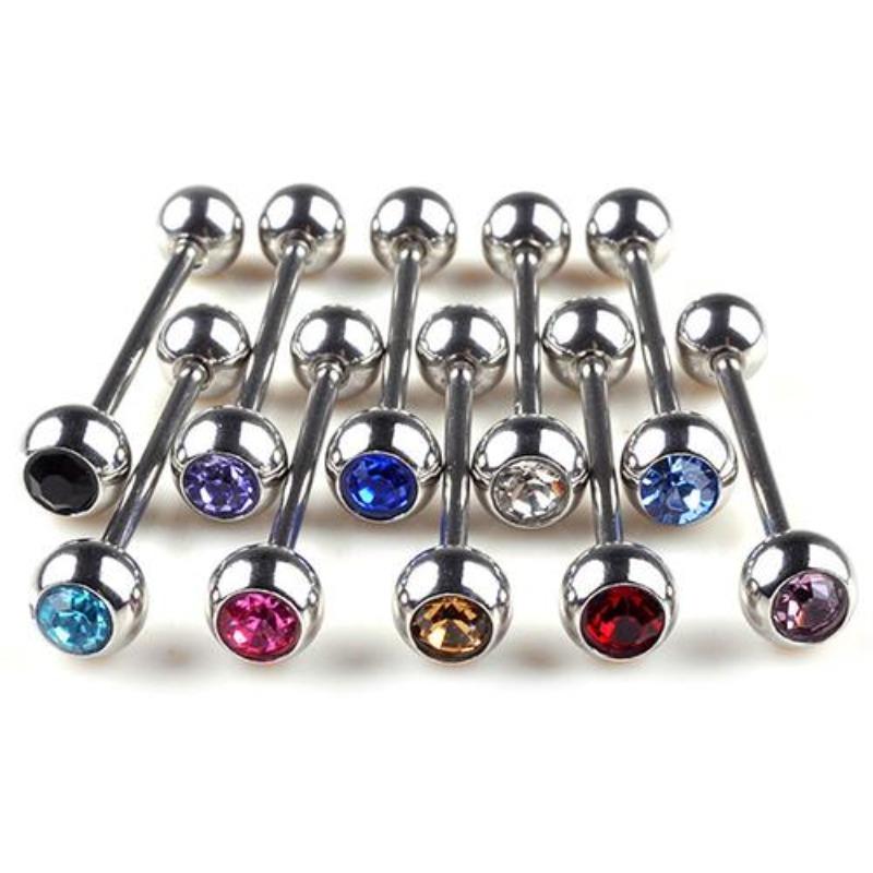 10Pcs Mixed Color Tongue Rings Assorted Surgical Steel Piercing Barbells Bars