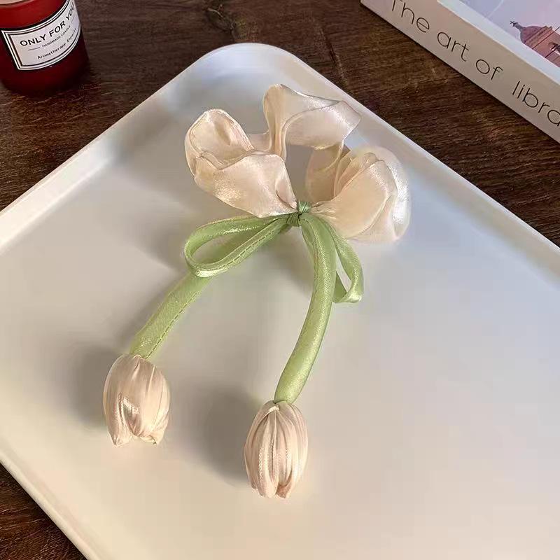 2025 New Style Princess Tulip Flower Hair Tie for Girls - Bun & Ponytail Accessory