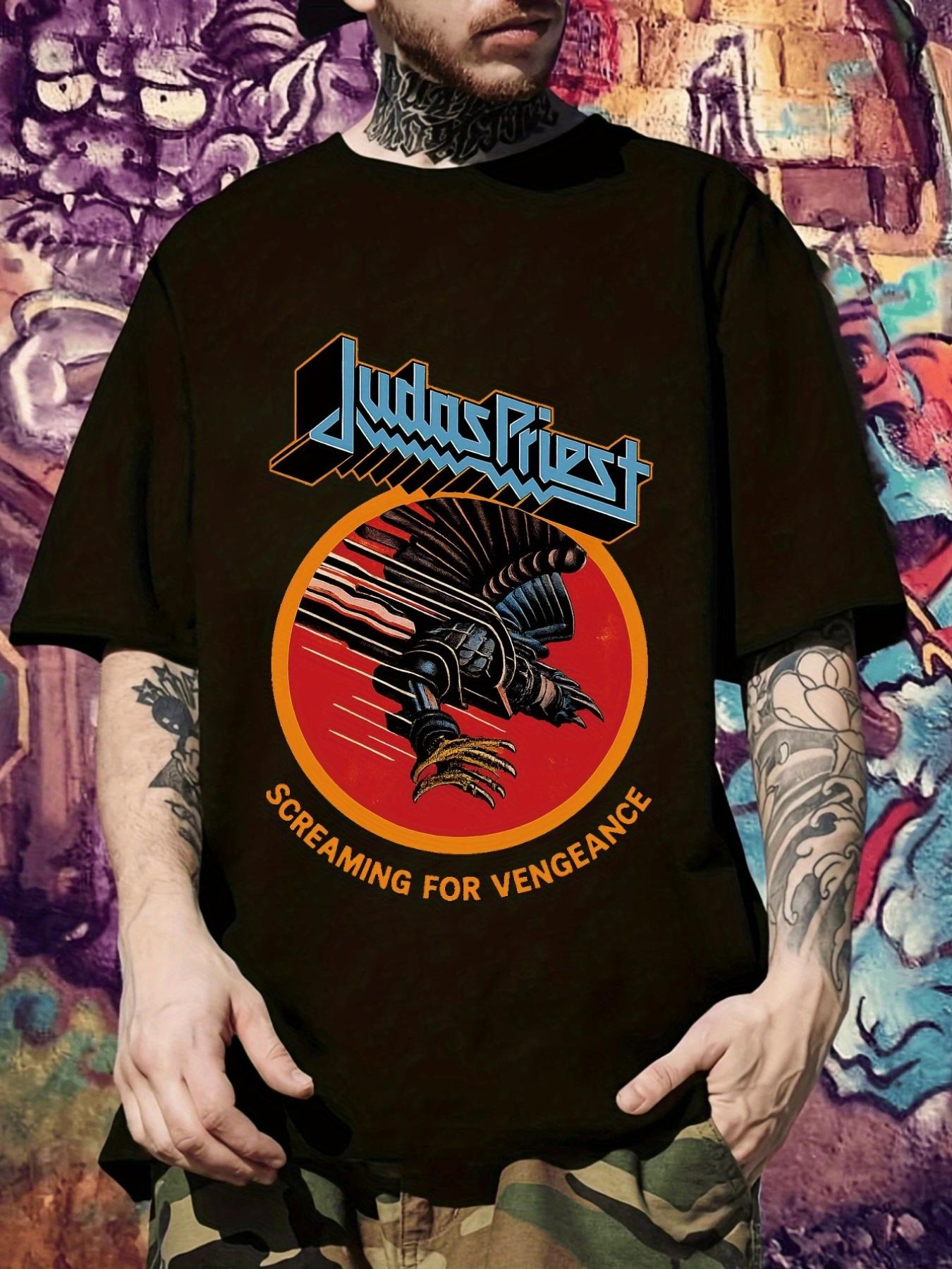 Judas Priest Screaming for Vengeance Print T-shirt - Heavy Metal Band Tee with Vintage Album Art S
