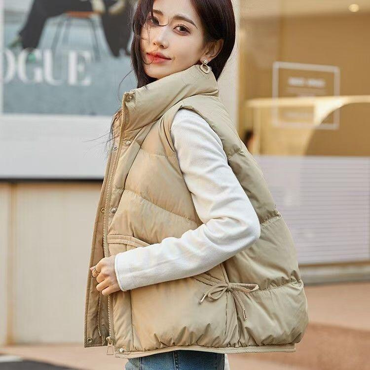 Women's Short Internet Celebrity Cute Cold Shoulder Coat Thin Autumn and Winter Thick Versatile Padded Vest