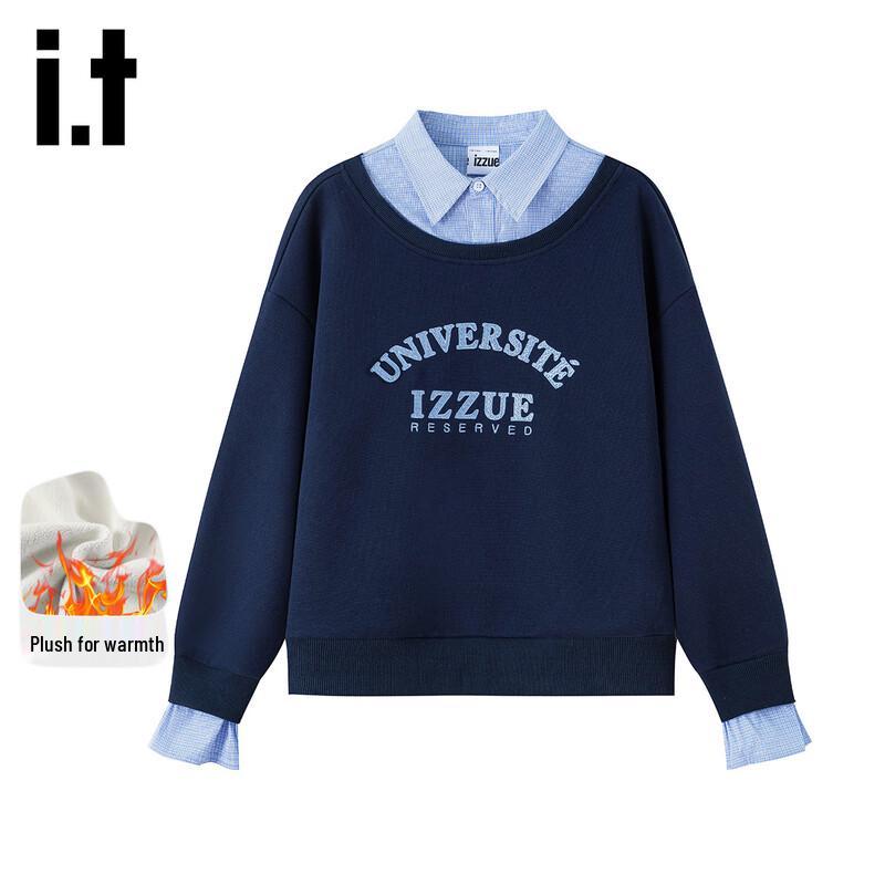 Women s Collegiate Fleece-Lined Faux Two-Piece Sweatshirt S