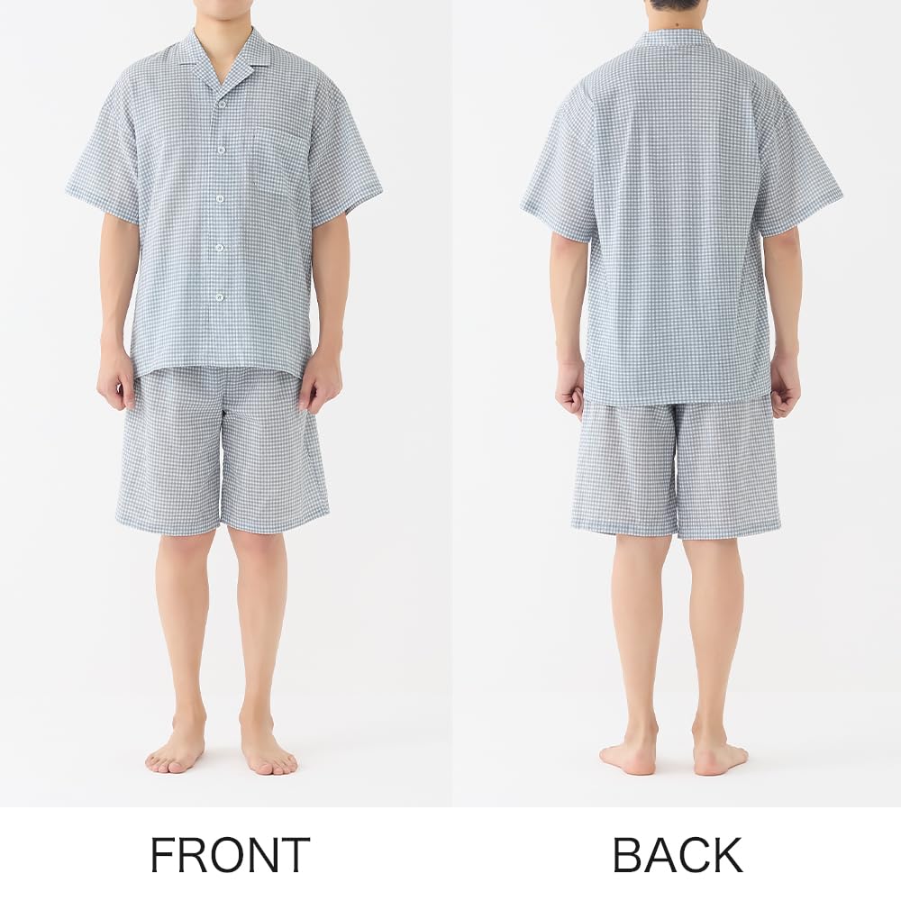 Pánské pyžamo Gunze Acedron krátké délky krepové šedé, rukáv, 5/8 kalhoty,