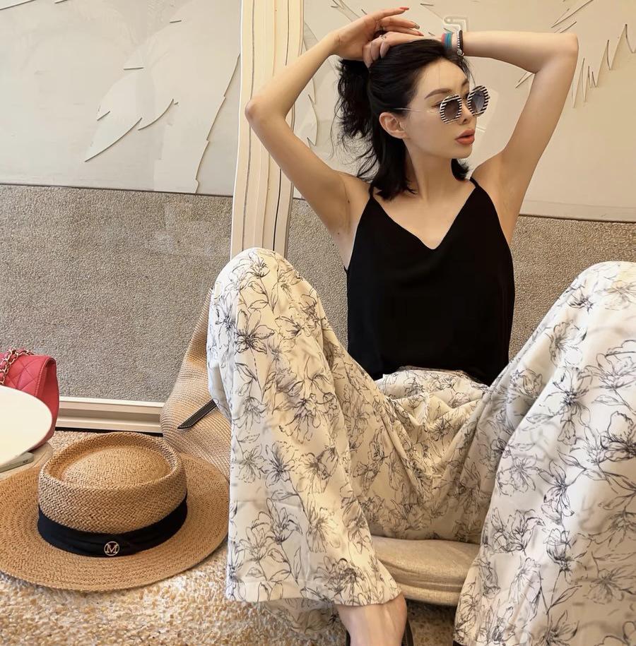 Three Sizes Women's Cotton Silk Wide-Leg Rayon Pants - Spring/Summer Breathable, Plus Size Casual Home Sleepwear