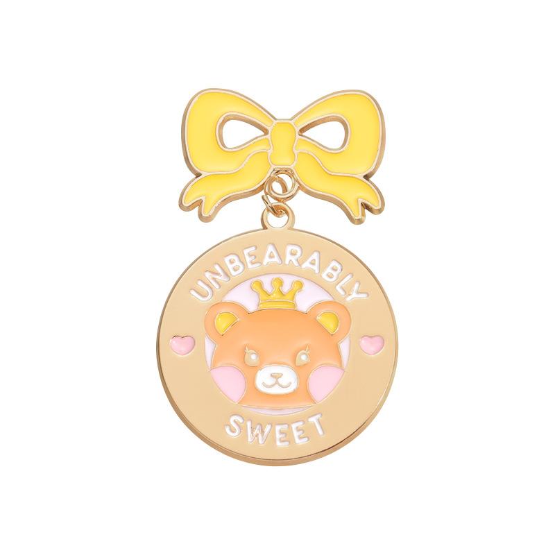 And Fun Colorful Cartoon Animal Brooch Featuring Elegant Bow Design And Versatile Alloy Construction