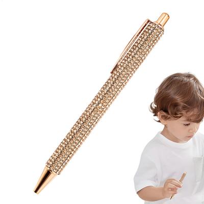 Ballpoint Pen Pearl Rhinestone Ballpoint Pen Retractable Ink Rhinestone Pen Luxury Rhinestone Cute Rose Gold Metal Stationery