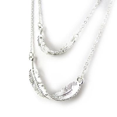 [N1772] - Silver 'Navajos' Designer Necklace (feathers)