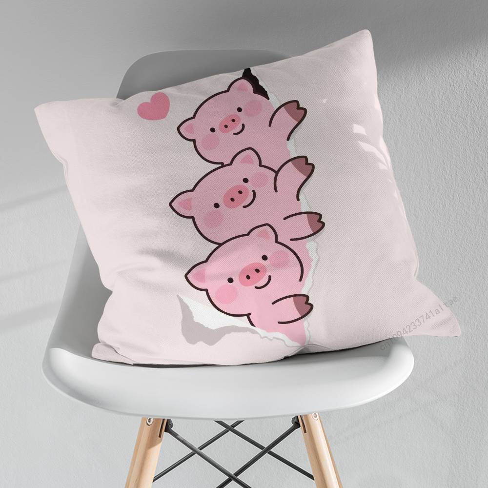 Cartoon Pink Pig Cute Art Various Sizes Square Pillow Case For Car Home Bedchamber Decor Birthday Gift