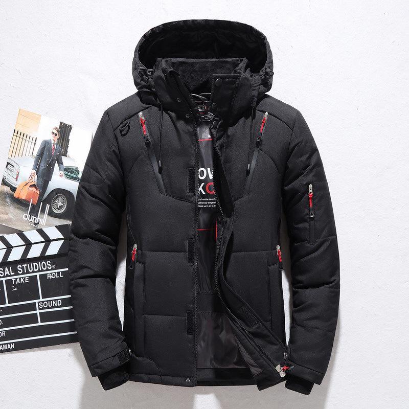 Giacca da uomo in piumino con cappuccio stile coreano - Vestibilità slim, Spessa, Calda, Taglie forti, Cappotto corto sportivo da esterno