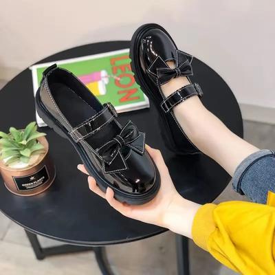 Chaussures simples Mary Jane noires à la mode Étudiant Nœud japonais Chaussures en cuir femmes Boucle Antidérapantes Confort Légères Mocassins 2025 nouveau