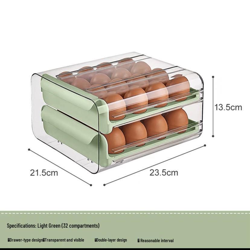 Double-Layer 32-Grid Transparent Egg Storage Box