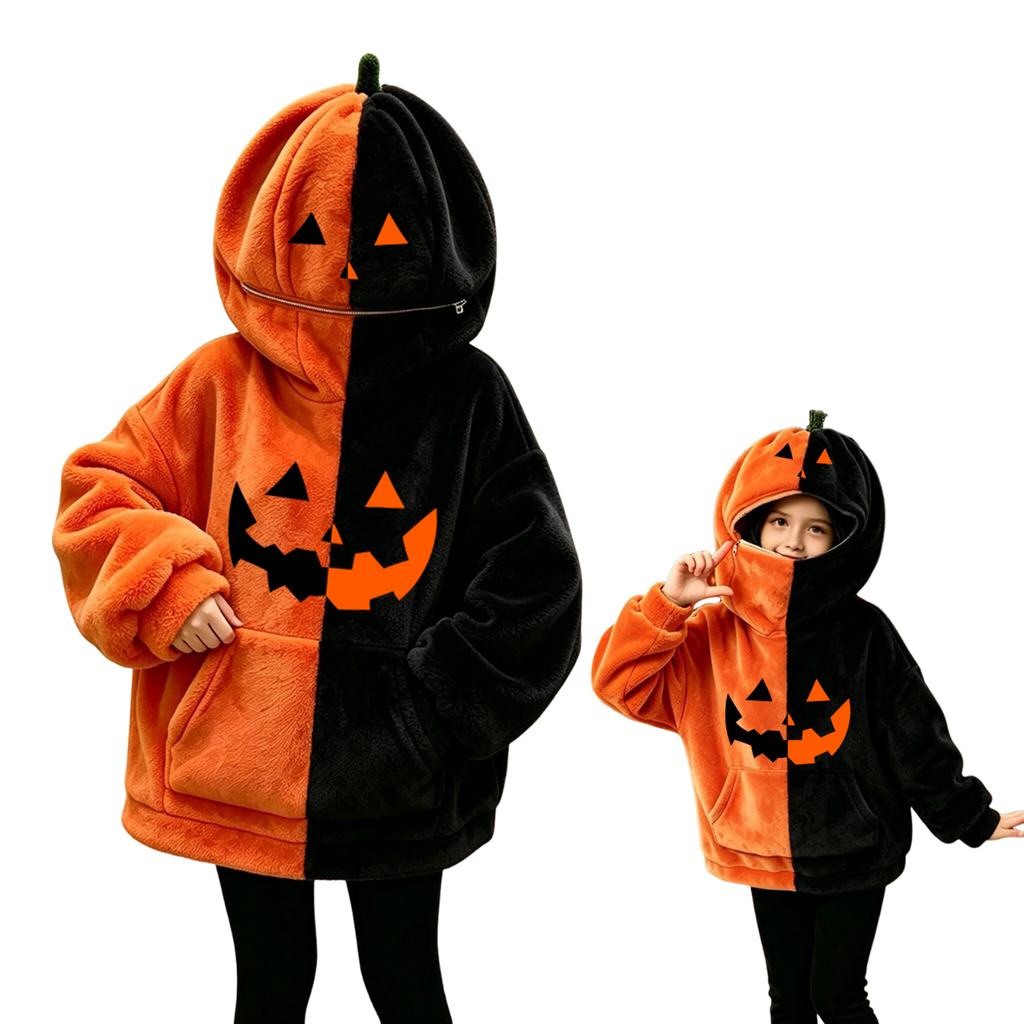 Dětská Unisex mikina s kapucí na Halloween s vintage designem dýně