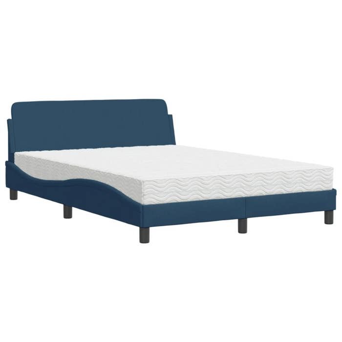VidaXL Lit avec matelas bleu 120x200 cm tissu 3208370